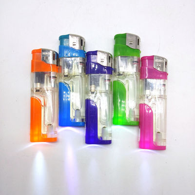 Διαφανές χρωματικό αναπτήρα τσιγάρων με LED Custom Logo Ηλεκτρικό αναπτήρα προσαρμογή