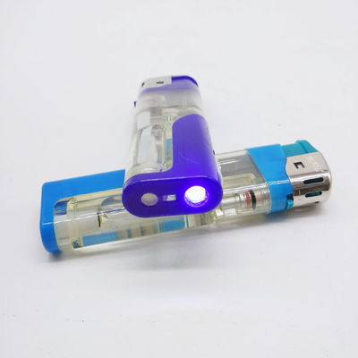 Διαφανές χρωματικό αναπτήρα τσιγάρων με LED Custom Logo Ηλεκτρικό αναπτήρα προσαρμογή